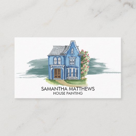 Waterverf Huis Schilderij Schilderij Brush Stroke Visitekaartje (Voorkant)
