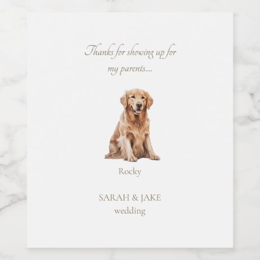 Waterverf Huisdier bruiloft gunst Dank u II Wijn Etiket (Enkel label)