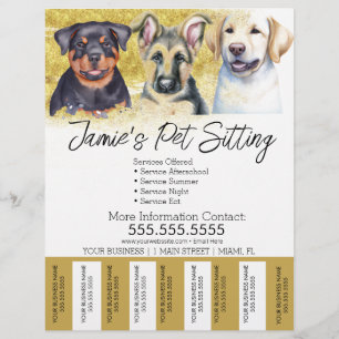 Waterverf Huisdier Hond Zakelijke Afscheur Strips Flyer