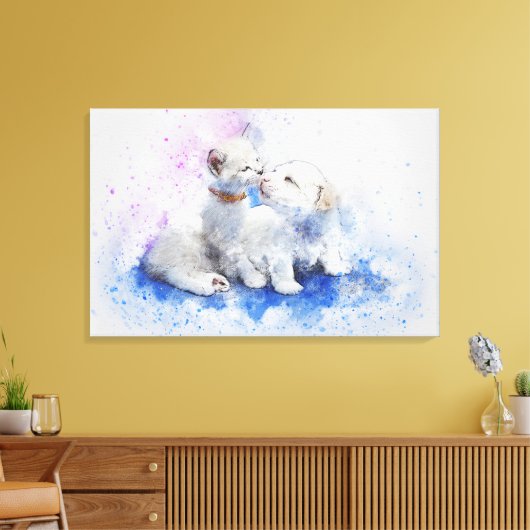 Waterverf huisdieren canvas afdruk (Insitu (Woonkamer))