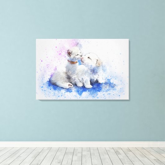 Waterverf huisdieren canvas afdruk (Insitu (Houten vloer))