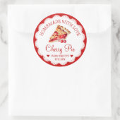 Waterverf Huisgemaakte Kersen Taart Voedsetlabel Ronde Sticker (Tas)