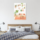 Waterverf Huisplanten in Boheemse stijl huis Canvas Afdruk (Insitu (Slaapkamer))