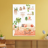 Waterverf Huisplanten in Boheemse stijl huis Canvas Afdruk (Insitu (Woonkamer))