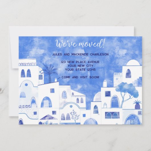 Waterverf Huizen Adreswijziging Aankondiging (Voorkant)