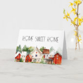 Waterverf Huizen Home Sweet Home Kaart (Gele Bloem)