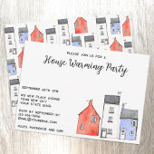 Waterverf Huizen Huis Warming Party Kaart