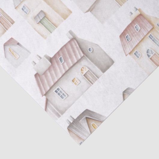 Waterverf huizen ontkoppeling tissuepapier (Detail)