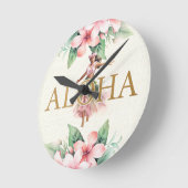 Waterverf Hula Meisje Aloha Op Eiland Tijd Hawaii Ronde Klok (Hoek)