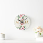 Waterverf Hula Meisje Aloha Op Eiland Tijd Hawaii Ronde Klok (Huis)