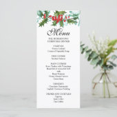 Waterverf Hulst en Bessen Kerstfeest Menu (Staand voorkant)