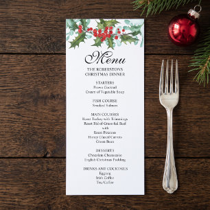 Waterverf Hulst en Bessen Kerstfeest Menu