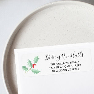 Waterverf Hulst Festieve Retouradres Sticker