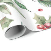 Waterverf Hulstbes Groen Cadeaupapier (Rol Hoek)