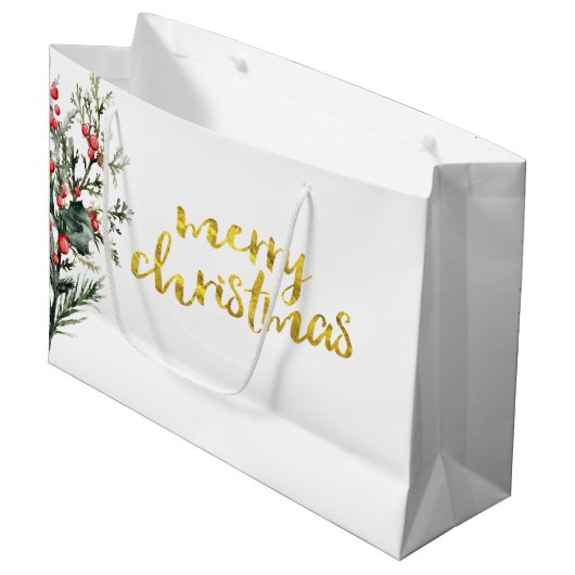 Waterverf Hulstbes Groen Groot Cadeauzakje (Voorkant Gekanteld)