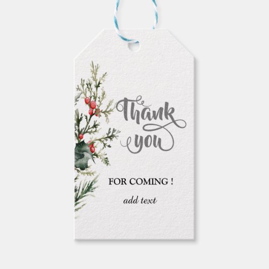 Waterverf Hulstbes Groene Begroeiing Cadeaulabel (Voorkant)