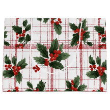 Waterverf Hulstbes Plaid Kerstmis
