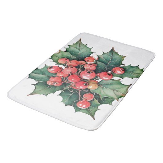  waterverf hulstbessen bladeren badmat (Gekanteld)