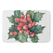  waterverf hulstbessen bladeren badmat (Voorkant)