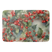  waterverf hulstbessen bladeren badmat (Voorkant)