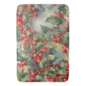  waterverf hulstbessen bladeren badmat (Voorkant Verticaal)