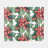 waterverf hulstbessen bladeren fleece deken (Voorkant (Horizontaal))