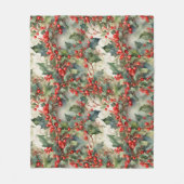 waterverf hulstbessen bladeren fleece deken (Voorkant)