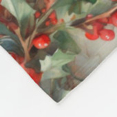 waterverf hulstbessen bladeren fleece deken (Hoek)