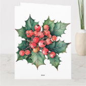  waterverf hulstbessen bladeren kaart (Achterkant)