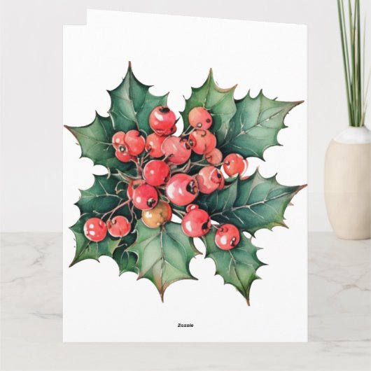  waterverf hulstbessen bladeren kaart (Achterkant)