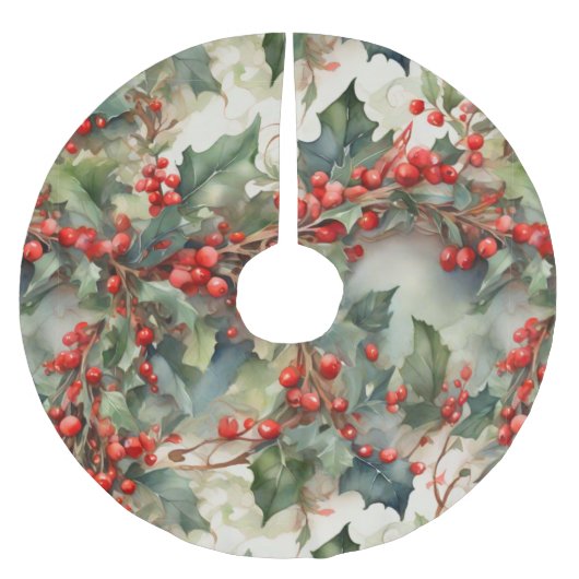 waterverf hulstbessen bladeren kerstboom rok (Voorkant)