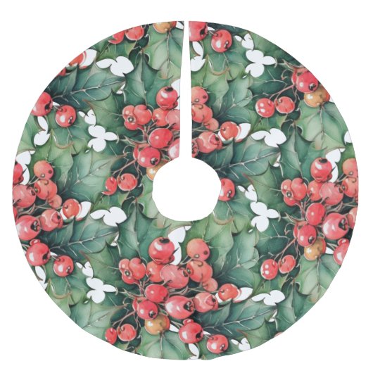 waterverf hulstbessen bladeren kerstboom rok (Voorkant)