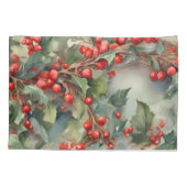 waterverf hulstbessen bladeren kussensloop (Achterkant)