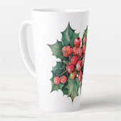 waterverf hulstbessen bladeren latte mok (Linkerhoek)