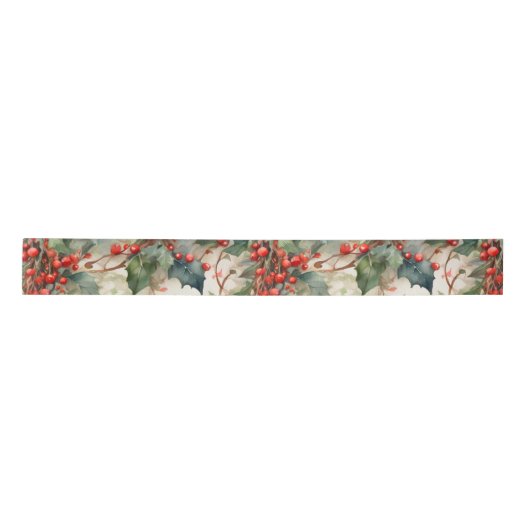 waterverf hulstbessen bladeren satijnen lint (Voorkant)
