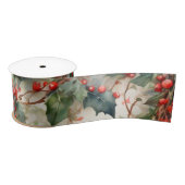 waterverf hulstbessen bladeren satijnen lint (Spoel)