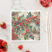 waterverf hulstbessen bladeren servet (Insitu)