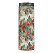  waterverf hulstbessen bladeren thermosbeker (Achterkant)