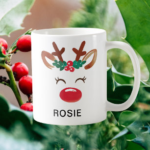 Waterverf Hulstbessen Kerst Rendier Koffiemok