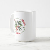 Waterverf Hulstbessen Maretak Kerstmis Koffiemok (Voorkant links)
