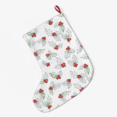 Waterverf Hulstbladeren en Rode Bessen Grote Kerstsok (Achterkant (Hangend))