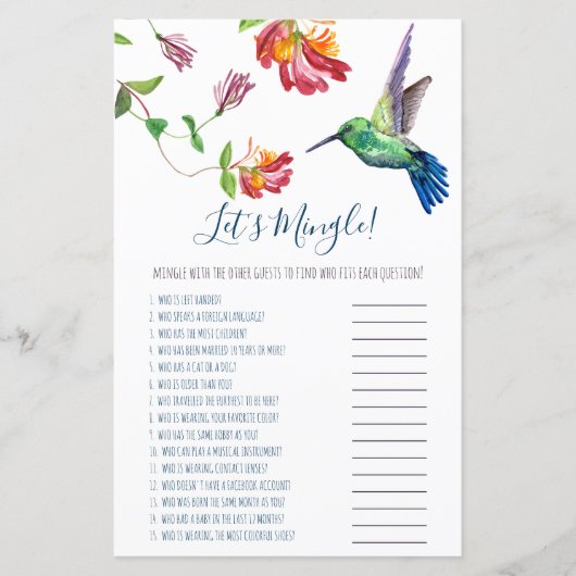 Waterverf Humminbird Let's Mingle! Game (Voorkant)