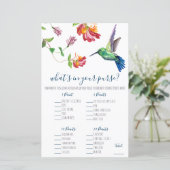 Waterverf Humminbird Wat zit er in je tas? Game (Staand voorkant)