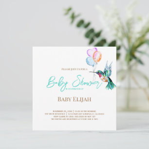 Waterverf Hummingbird and Balloons Baby shower Kaart