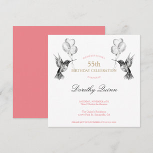 Waterverf Hummingbird and Balloons Birthday Kaart