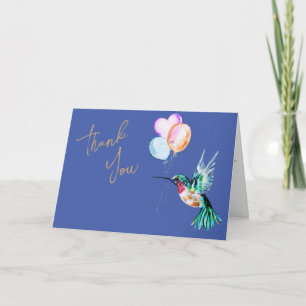 Waterverf Hummingbird and Balloons Dankuwel Kaart