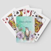 Waterverf Hummingbird and Flowers Personalized Pokerkaarten (Achterkant)