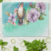 Waterverf Hummingbird and Flowers Personalized Theedoek (Gevouwen)