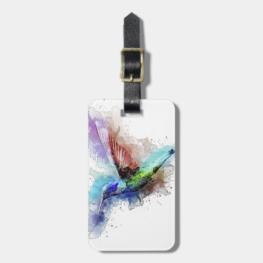 Waterverf Hummingbird Bagagelabel (Voorkant verticaal)