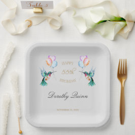 Waterverf Hummingbird Ballon Birthday Papieren Bordje